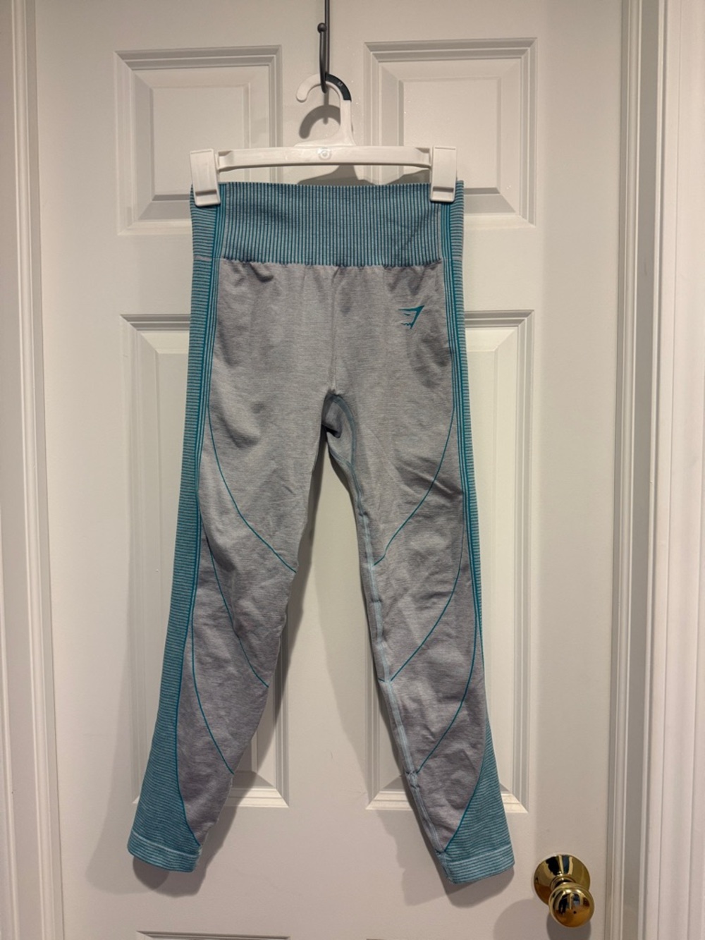 Gymshark Light Gray and Teal Seamless Leggings